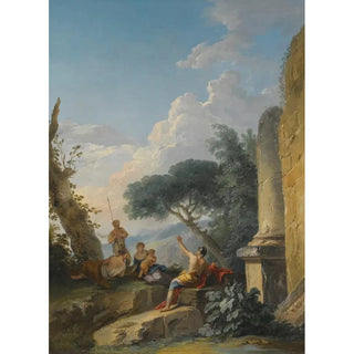 a landscape with figures resting near classical ruins - Andrea Locatelli — artwork view