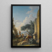 a landscape with figures resting near classical ruins - Andrea Locatelli — framed artwork on a wall