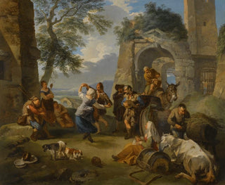 A landscape with peasants dancing and celebrating - Andrea Locatelli — artwork view