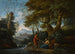 Landscape painting with a fisherman and a female figure near a river - Andrea Locatelli — artwork view