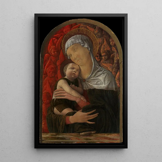 the Virgin and Child with seraphs and cherubs - Andrea Mantegna — framed artwork on a wall