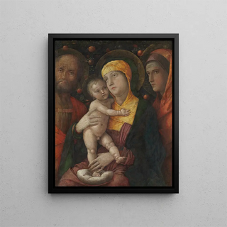 La Sainte Famille avec sainte Marie-Madeleine - Andrea Mantegna — framed artwork on a wall