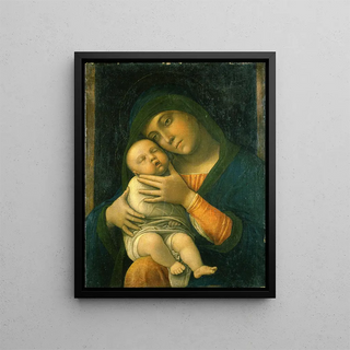 Virgin and Child - Andrea Mantegna — framed artwork on a wall