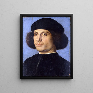 Portrait of a Man - Andrea Previtali — framed artwork on a wall
