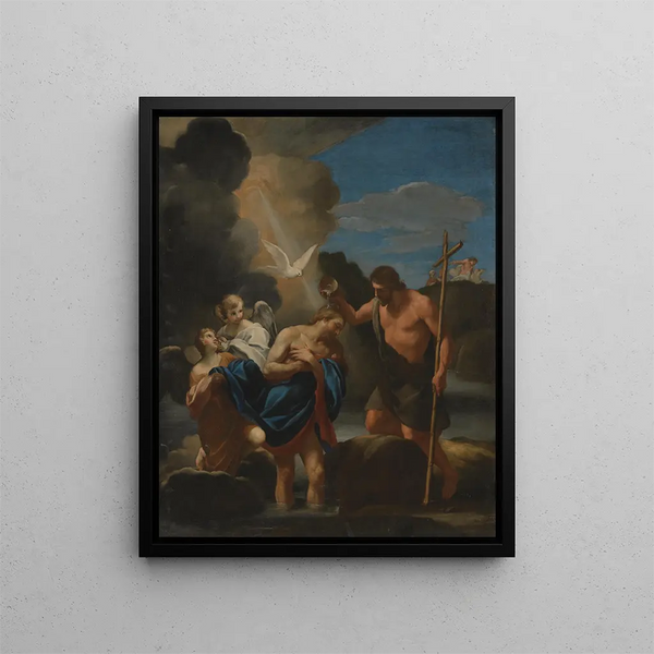 The Baptism of Christ - Andrea Sacchi — framed artwork on a wall