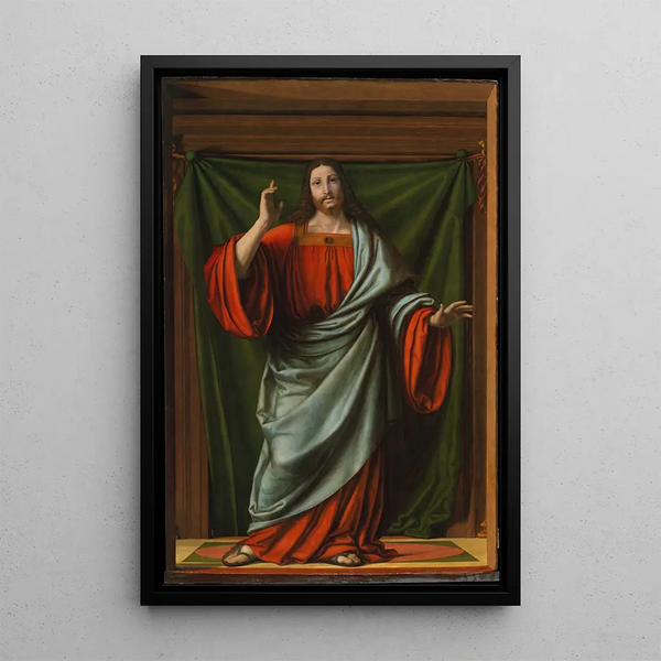 The Christ Blessing - Andrea Solario — framed artwork on a wall