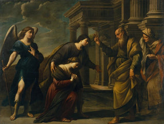 The Blessing of Raguel to His Daughter Sarah Before Leaving Ecbatana with Tobias - Andrea Vaccaro — artwork view