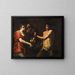 Salomé receiving the head of Saint John the Baptist - Andrea Vaccaro — framed artwork on a wall