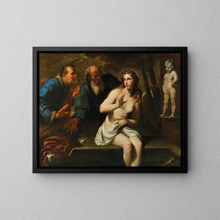 Susanne et les vieillards - Andrea Vaccaro — framed artwork on a wall