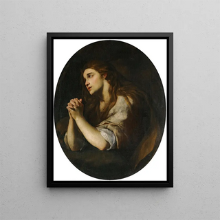 La Madeleine pénitente - Andrea Vaccaro — framed artwork on a wall