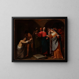 The Resurrection of Lazarus - Andrea Vaccaro — framed artwork on a wall