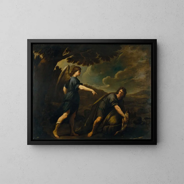 Tobias and the Fish - Andrea Vaccaro — framed artwork on a wall
