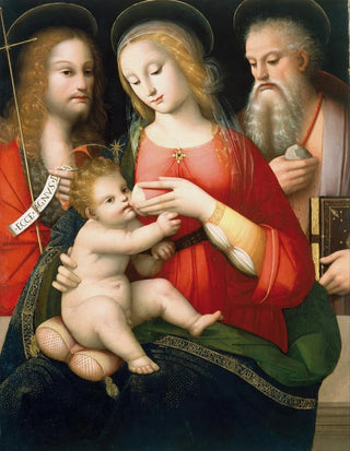 The Virgin and Child with Saints John the Baptist and Jerome - Andrea del Brescianino — artwork view