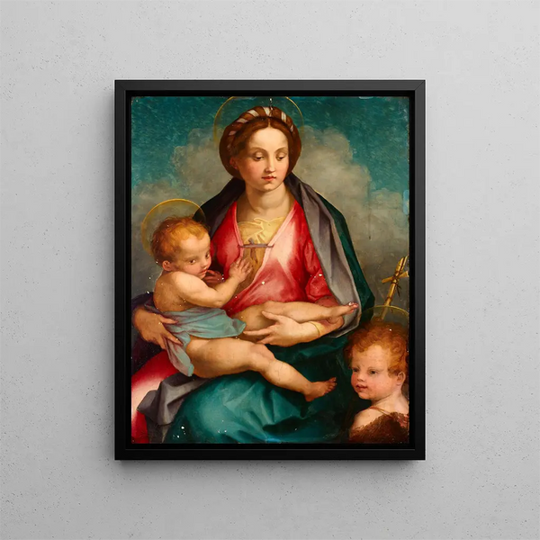 La Vierge à l'Enfant avec saint Jean - Andrea del Sarto — framed artwork on a wall