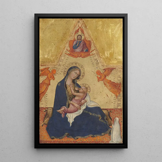 Reproduction of the painting of the Humility Madonna, Christ blessing, two angels, and a donor front - Andrea di Bartolo
