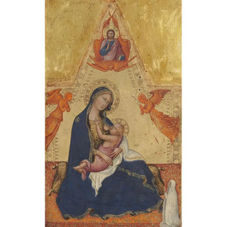 Reproduction of the painting of the Humility Madonna, Christ blessing, two angels, and a donor front - Andrea di Bartolo