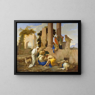 Tobie ensevelissant les morts - Andrea di Lione — framed artwork on a wall