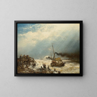 Port of Ostend - Andreas Achenbach — framed artwork on a wall