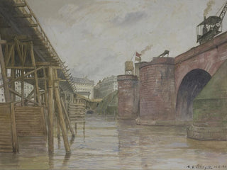 Old Main Bridge and Auxiliary Bridge, July 26, 1914 - Andreas Bernhard Schöngen — artwork view