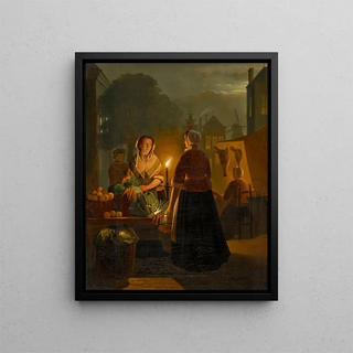 L'étal de légumes la nuit - Andreas Franciscus Vermeulen — framed artwork on a wall