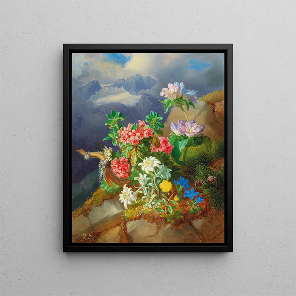 Alpine Flowers Painting - Andreas Lach — framed artwork on a wall