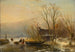 Winter scene on the ice with wood gatherers - Andreas Schelfhout — artwork view