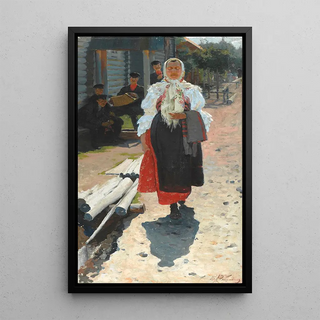 Reproduction of the painting The along the street of the village - Andrei Ryabushkin