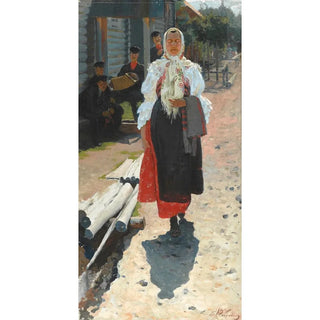 Reproduction of the painting The along the street of the village - Andrei Ryabushkin
