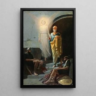 Reproduction of the painting of an angel freeing Peter from the dungeon - Andrei Ryabushkin
