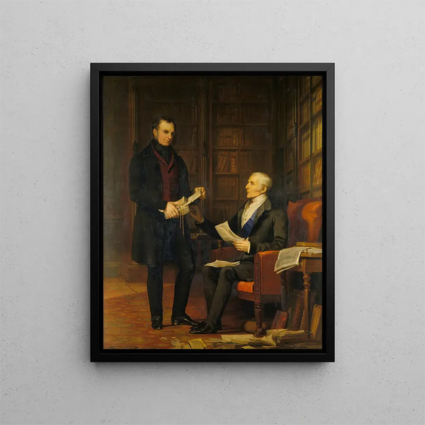 The Duke of Wellington with Colonel Gurwood at Apsley House - Andrew Morton — framed artwork on a wall