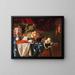 a lobster, fruits, and a vase of flowers - Andries Benedetti — framed artwork on a wall