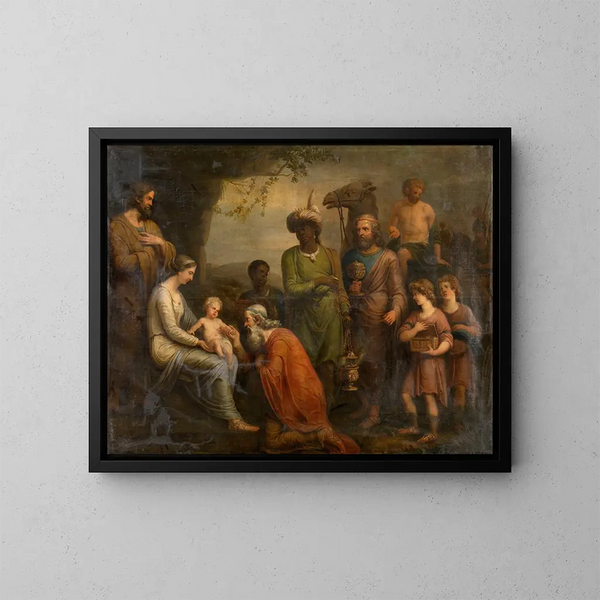 Adoration of the Magi - Andries Cornelis Lens — framed artwork on a wall