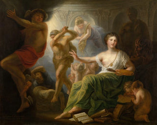Hercules protecting the Muse of the Arts against Envy and Ignorance - Andries Cornelis Lens — artwork view