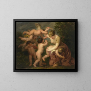 L'Éducation de l'amour - Andries Cornelis Lens — framed artwork on a wall