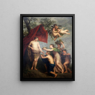 fering to Bacchus - Andries Cornelis Lens — framed artwork on a wall