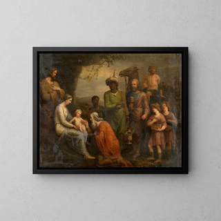 L'Adoration des Mages - Andries Cornelis Lens — framed artwork on a wall