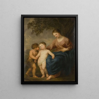 La Vierge l'Enfant Jésus et saint Jean - Andries Cornelis Lens — framed artwork on a wall