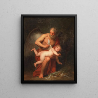Le temps coupe les ailes de Cupidon - Andries Cornelis Lens — framed artwork on a wall
