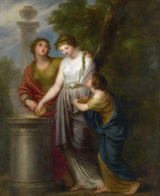 Young women in front of a sacrificial altar - Andries Cornelis Lens — artwork view