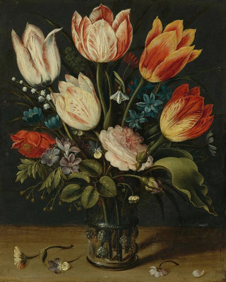 a Tulip and other flowers still life in a glass vase - Andries Daniels — artwork view