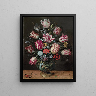 Vase with tulips - Andries Daniels — framed artwork on a wall