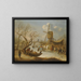Winter landscape with skaters and a horse-drawn sleigh near a windmill - Andries Vermeulen — framed artwork on a wall