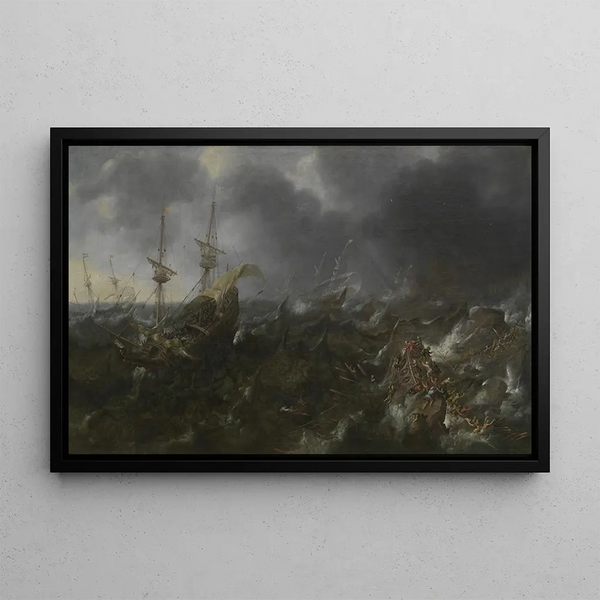 The Battle of Lepanto - Andries van Eertvelt — framed artwork on a wall