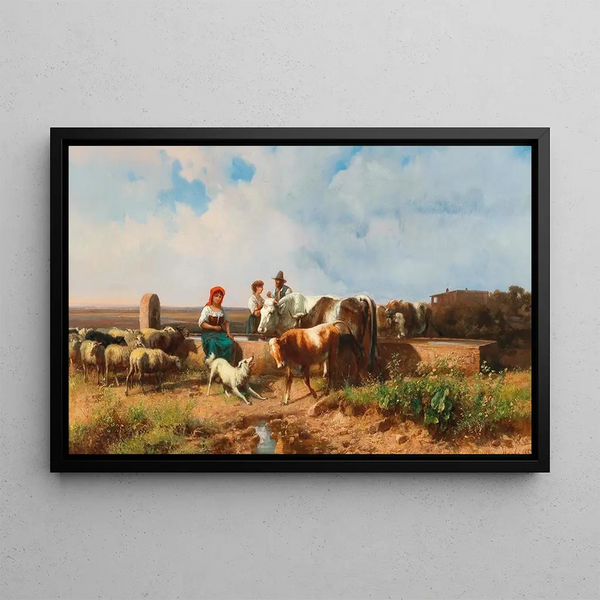 At the trough - András Mark — framed artwork on a wall