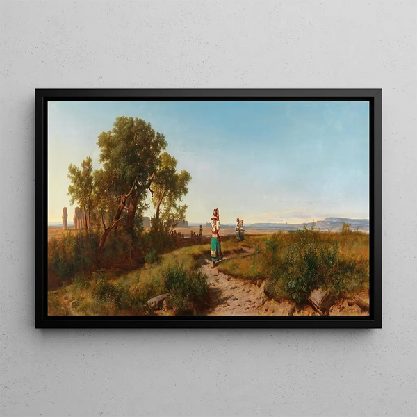 Roman aqueduct painting - András Mark — framed artwork on a wall