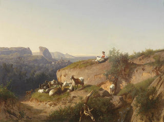 Shepherdess with a flock - András Mark — artwork view