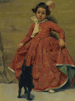 Girl dancing for her cat - Andrés Parladé y Heredia — artwork view