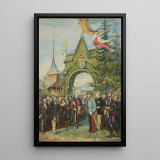 L'Empereur visitant l'école de foresterie - Andrzej Bronisław Grabowski — framed artwork on a wall