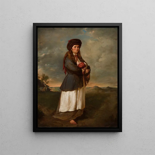 Woman with a Child in a Landscape - Andrzej Grabowski — framed artwork on a wall