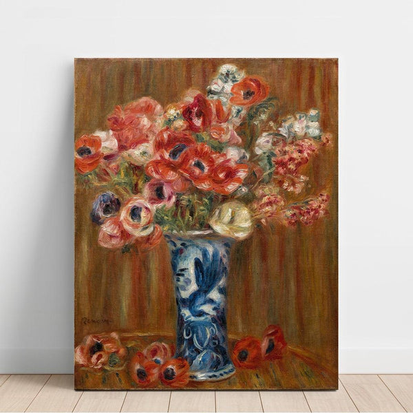 Reproduction of the painting Anémones au Vase de Delft - Pierre-Auguste Renoir